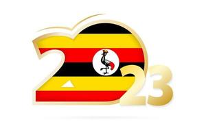 año 2023 con patrón de bandera de uganda. vector