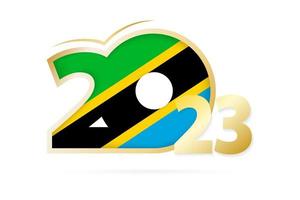 Year 2023 with Tanzania Flag pattern. vector