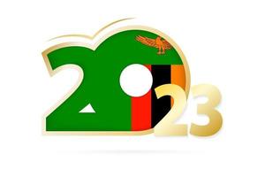 Year 2023 with Zambia Flag pattern. vector