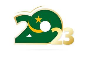 Year 2023 with Mauritania Flag pattern. vector