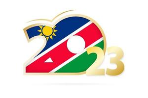 Year 2023 with Namibia Flag pattern. vector