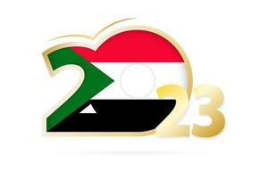 Year 2023 with Sudan Flag pattern. vector