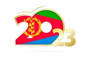 Year 2023 with Eritrea Flag pattern. vector