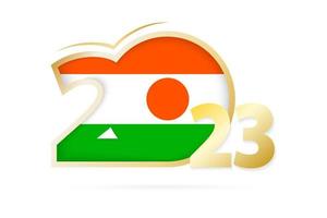 Year 2023 with Niger Flag pattern. vector