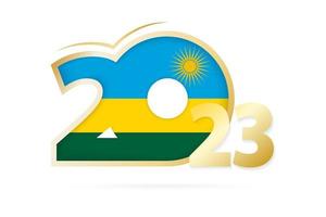 Year 2023 with Rwanda Flag pattern. vector