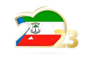 Year 2023 with Equatorial Guinea Flag pattern. vector