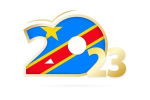 Year 2023 with DR Congo Flag pattern. vector