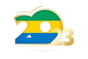 Year 2023 with Gabon Flag pattern. vector