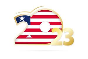 Year 2023 with Liberia Flag pattern. vector