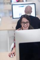 startup business, woman  working on desktop computer photo