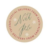 North Pole Special Delivery Kraft Brown Custom Classic Round Sticker. vector