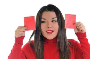 Woman in red photo