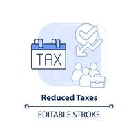 Reduced taxes light blue concept icon. Cooperative society benefit abstract idea thin line illustration. Taxable income. Isolated outline drawing. Editable stroke. vector