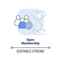 Open membership light blue concept icon. Cooperative society advantage abstract idea thin line illustration. Recruitment. Isolated outline drawing. Editable stroke. vector