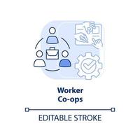 Worker co-ops light blue concept icon. Labor contribution abstract idea thin line illustration. Decision-making processes. Isolated outline drawing. Editable stroke. vector