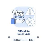 Difficult to raise funds light blue concept icon. Cooperative society disadvantage abstract idea thin line illustration. Isolated outline drawing. Editable stroke. vector