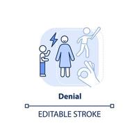 Denial light blue concept icon. Abusive behavior. Feature of dysfunctional families abstract idea thin line illustration. Isolated outline drawing. Editable stroke. vector