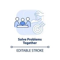 Solve problems together light blue concept icon. Encouraging teamwork abstract idea thin line illustration. Isolated outline drawing. Editable stroke. vector