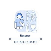 Rescuer light blue concept icon. Empathic kid. Child role in dysfunctional families abstract idea thin line illustration. Isolated outline drawing. Editable stroke. vector