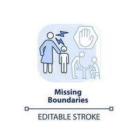 Missing boundaries light blue concept icon. Feature of dysfunctional families abstract idea thin line illustration. Isolated outline drawing. Editable stroke. vector