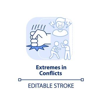 Extremes in conflicts light blue concept icon. Feature of dysfunctional families abstract idea thin line illustration. Isolated outline drawing. Editable stroke. vector