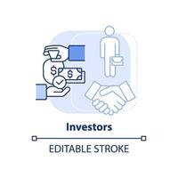 Investors light blue concept icon. Category of cooperative members abstract idea thin line illustration. Money investment. Isolated outline drawing. Editable stroke. vector
