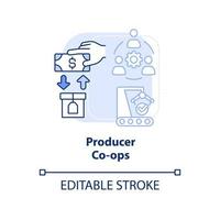 Producer co-ops light blue concept icon. Similar goods production abstract idea thin line illustration. Better pricing. Isolated outline drawing. Editable stroke. vector