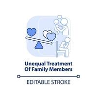 Unequal treatment of family members light blue concept icon. Dysfunctional families abstract idea thin line illustration. Isolated outline drawing. Editable stroke. vector