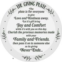 Christmas giving plate tradition vector text design. Enjoy, Refill, pass it on. Sharing plate, dish, background decoration printable. Quote saying phrase for family love, friends, relationship.