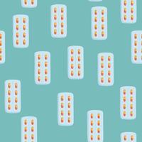 Vector seamless pattern with Pills tablets in line style.