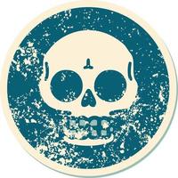 iconic distressed sticker tattoo style image of a skull vector