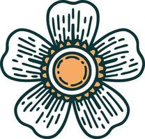 iconic tattoo style image of a flower vector