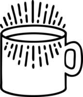 tattoo in black line style of cup of coffee vector