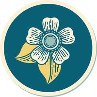 sticker of tattoo in traditional style of a flower vector