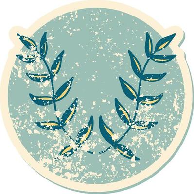 iconic distressed sticker tattoo style image of a laurel