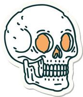 pegatina de tatuaje al estilo tradicional de una calavera vector