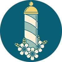 iconic tattoo style image of a barbers pole vector