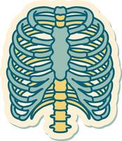 sticker of tattoo in traditional style of a rib cage vector