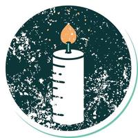 iconic distressed sticker tattoo style image of a candle vector