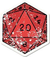 distressed sticker tattoo in traditional style of a d20 dice vector