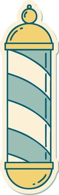 sticker of tattoo in traditional style of a barbers pole