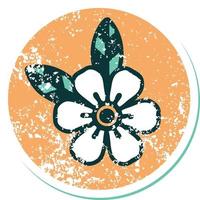 iconic distressed sticker tattoo style image of a flower vector