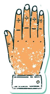 iconic distressed sticker tattoo style image of a hand