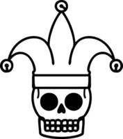 tattoo in black line style of a skull jester vector