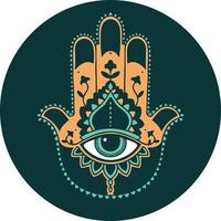 iconic tattoo style image of a hamza vector