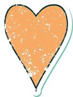 iconic distressed sticker tattoo style image of a heart vector