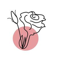 diseño de arte de línea de vector de flor rosa