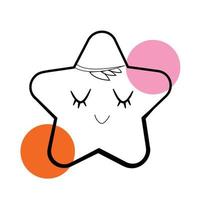 Cute star line art vector drawing design