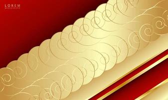 Abstract red luxury background with golden line. vector