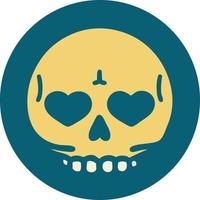 imagen icónica de estilo tatuaje de una calavera vector